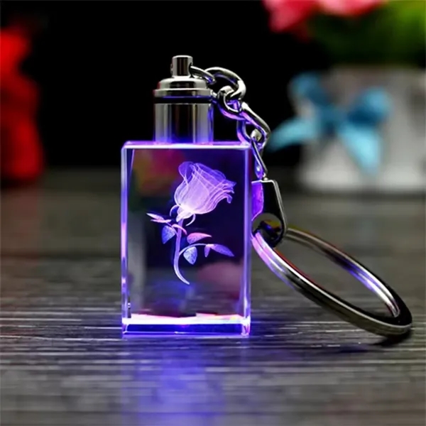 Cuboid LED light crystal keychain plus laser engraving on inside of... from ASI 37218 Athena Promo (tm)