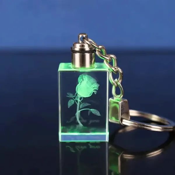 Cuboid LED light crystal keychain plus laser engraving on inside of... from ASI 37218 Athena Promo (tm)