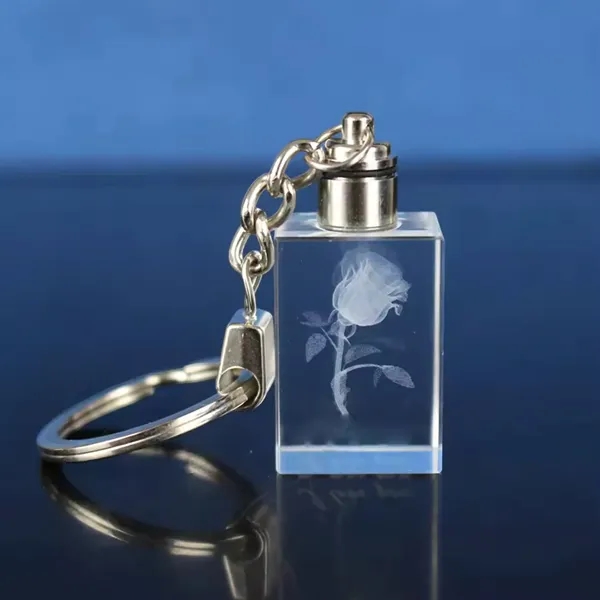 Cuboid LED light crystal keychain plus laser engraving on inside of... from ASI 37218 Athena Promo (tm)