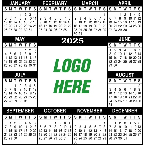 Black and white twelve-month magnetic calendar.... from ASI 57956 Graphco line