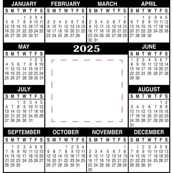 Black and white twelve-month magnetic calendar.... from ASI 57956 Graphco line