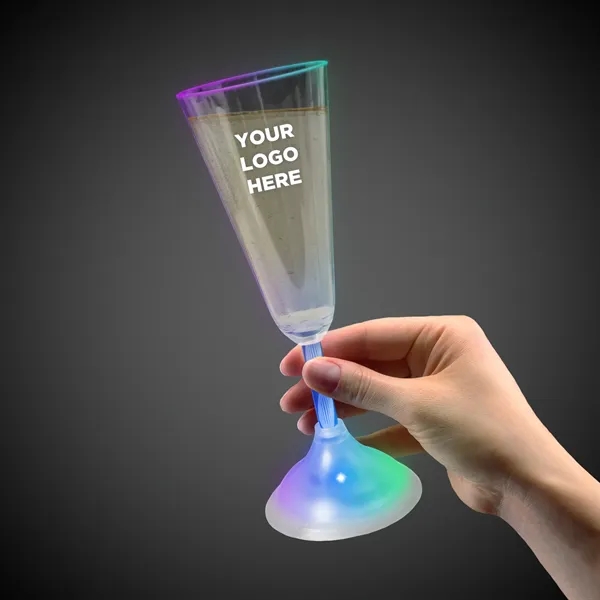 7.5 oz. clear plastic champagne glass with frosted base, swirl stem... from ASI 42016 Brighter Promotions Inc