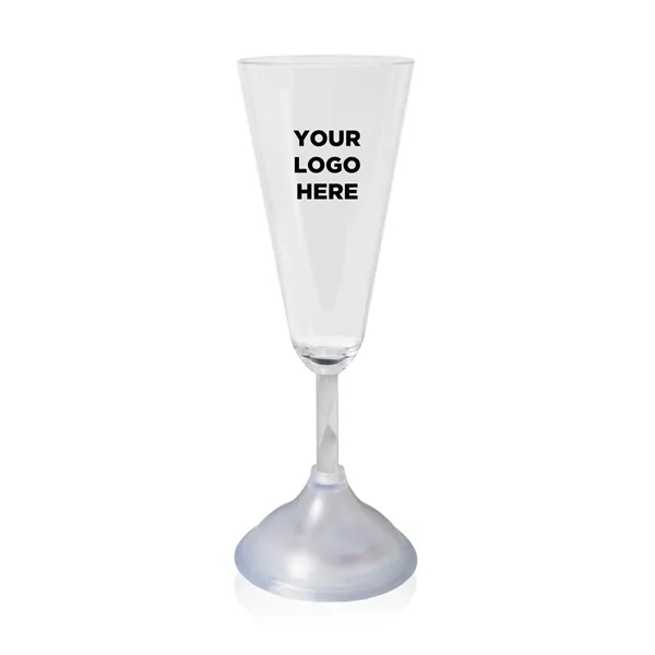 7.5 oz. clear plastic champagne glass with frosted base, swirl stem... from ASI 42016 Brighter Promotions Inc