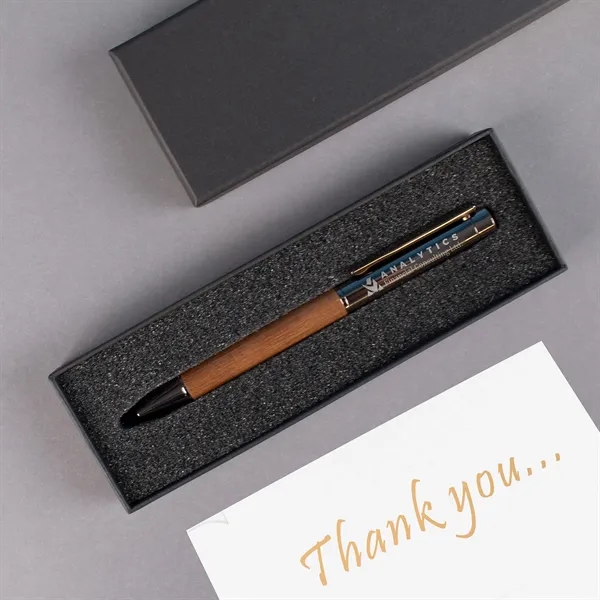 A luxury gift box with a matte black finish and a... from ASI 61966 HPG / Hub Pen