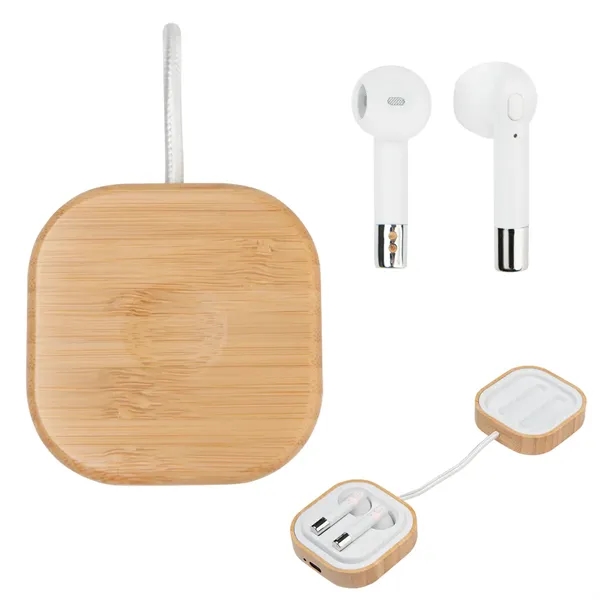 Wireless earbuds and bamboo watch charger.... from ASI 61125 Hit Promotional Products / Hit®
