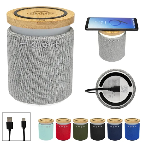 Bluetooth speaker with LED light and wireless charger for QI-enabled devices.... from ASI 61125 Hit Promotional Products / Hit®