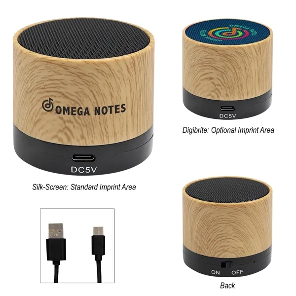 Wood grain wireless speaker with high-definition Bluetooth technology.... from ASI 61125 Hit Promotional Products / Hit®