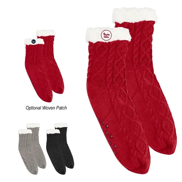 Slipper socks made of 100% acrylic with 100% polyester Sherpa lining.... from ASI 61125 Hit Promotional Products / Hit®