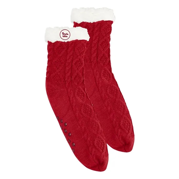 Slipper socks made of 100% acrylic with 100% polyester Sherpa lining.... from ASI 61125 Hit Promotional Products / Hit®