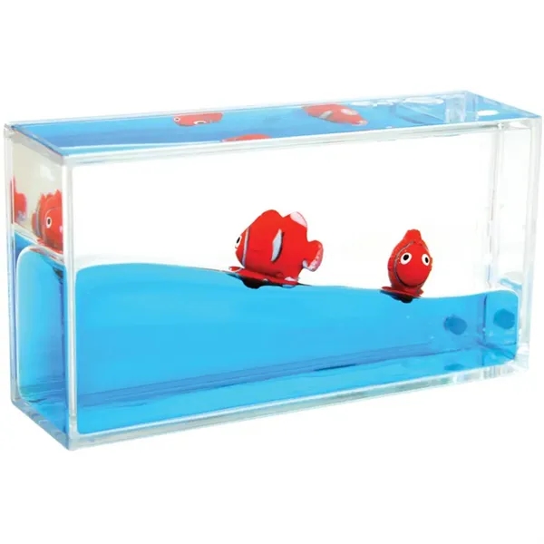 Liquid wave paperweight with blue moving "water" and clownfish.... from ASI 34415 Alpi International LTD