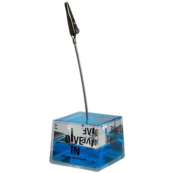 Liquid wave cube paperweight with wire and alligator memo clip.... from ASI 34415 Alpi International LTD