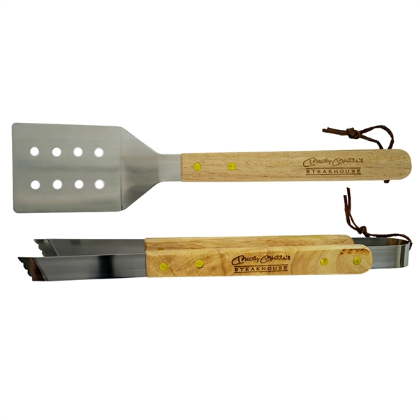 BBQ wood grill set that includes a turner and tong in... from ASI 38120 Ball Pro / Diversified Quality Kitchenware