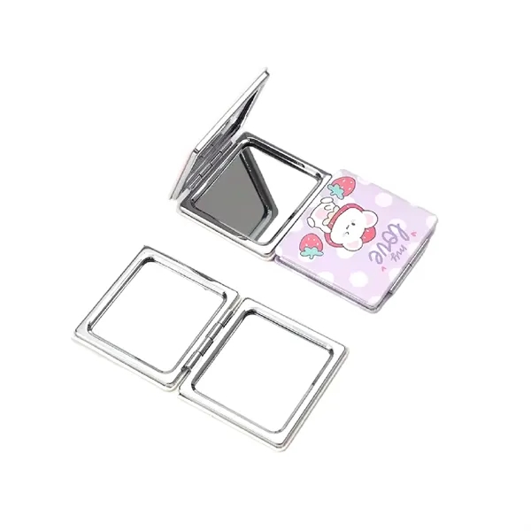 Square PU leather folding compact mirror plus full color UV imprint... from ASI 37218 Athena Promo (tm)