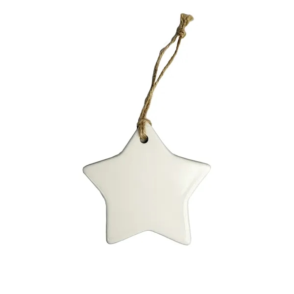 3" star-shaped ceramic ornament with jute string to hang and decorated... from ASI 92980 WOV-IN® / Promopet