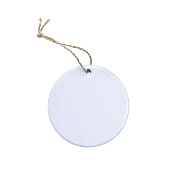 2 7/8" Circle-shaped ceramic ornament with gold cord to hang and... from ASI 92980 WOV-IN® / Universal Strap/Wov-In Line Promopet