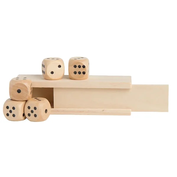 Five-piece wooden dice set in a wood storage box with sliding... from ASI 34415 Alpi International LTD