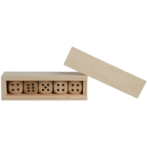 Five-piece wooden dice set in a wood storage box with sliding... from ASI 34415 Alpi International LTD