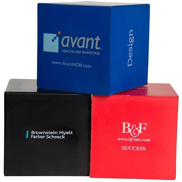 2.5" x 2.5" cube shaped stress reliever.... from ASI 34415 Alpi International LTD