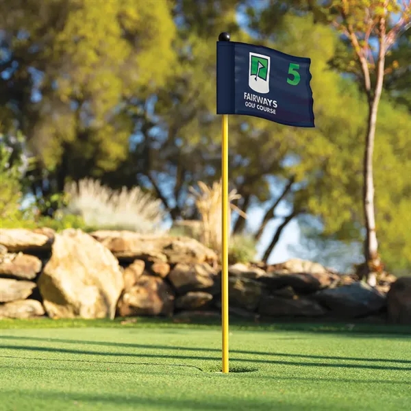 Outdoor single reverse 6" x 8" mini knit polyester golf flag... from ASI 80228 Quinn