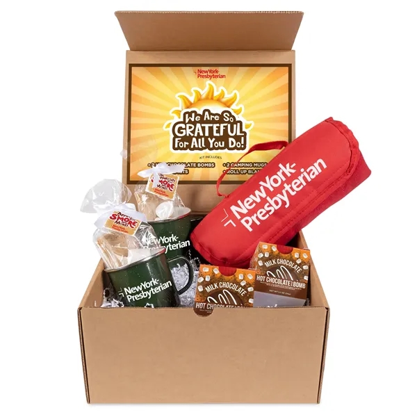 Mailer with mugs, s'mores, blanket and hot chocolate bombs... from ASI 44900 NC Custom (CI/Lanco) / Chocolate Inn