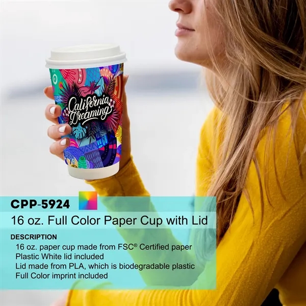 16 oz. Full Color Paper Cup with Lid... from ASI 30208 A P Specialties / AP Specialties