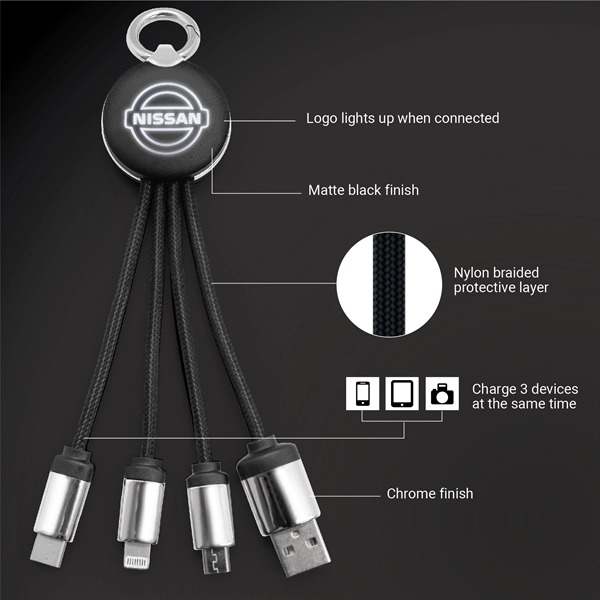 3-in-1 charging cable that lights up and works with most USB-enabled... from ASI 30112 ACE Products