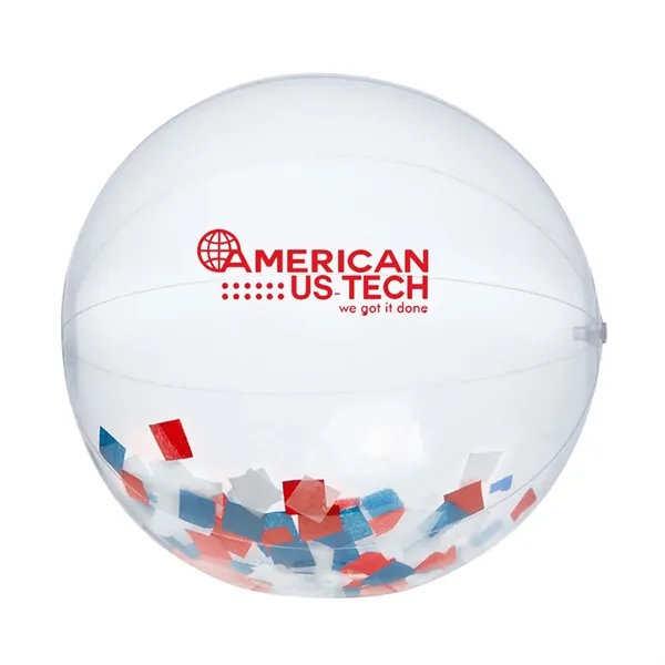 16" clear PVC inflatable beach ball with red, white and blue... from ASI 63549 Jornik Manufacturing Corp / Jornik