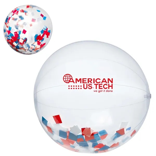 16" clear PVC inflatable beach ball with red, white and blue... from ASI 63549 Jornik Manufacturing Corp / Jornik