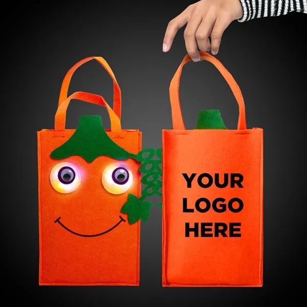 Pumpkin trick-or-treat bag with LED lights.... from ASI 42016 Brighter Promotions Inc