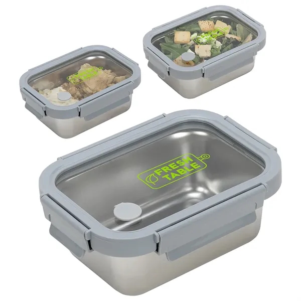 Microwaveable Stainless Steel Lunch Box with Vented Glass Lid... from ASI 36730 Ariel Premium Supply Inc
