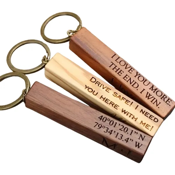 Wooden stick keychain plus laser engraving on 1 location... from ASI 37218 Athena Promo (tm)