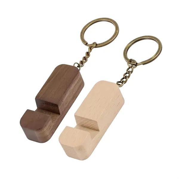 2-in-1 wooden phone holder keychain plus laser engraving on 1 location... from ASI 37218 Athena Promo (tm)