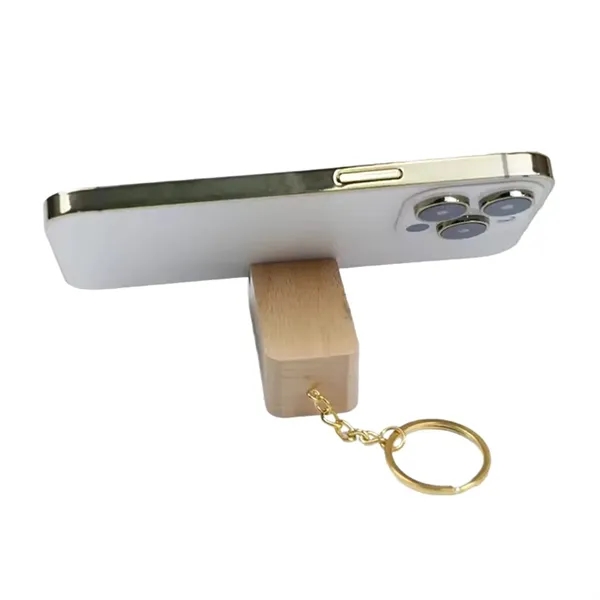 2-in-1 wooden phone holder keychain plus laser engraving on 1 location... from ASI 37218 Athena Promo (tm)