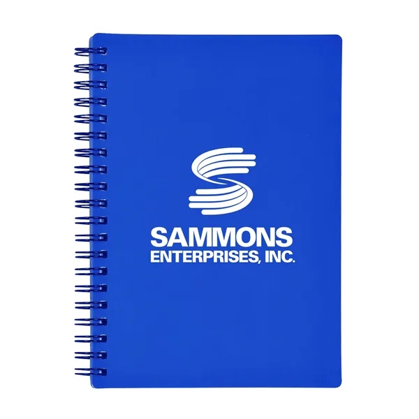 Spiral-bound notebook with rubberized front cover, cardboard back and 70 lined... from ASI 63549 Jornik Manufacturing Corp