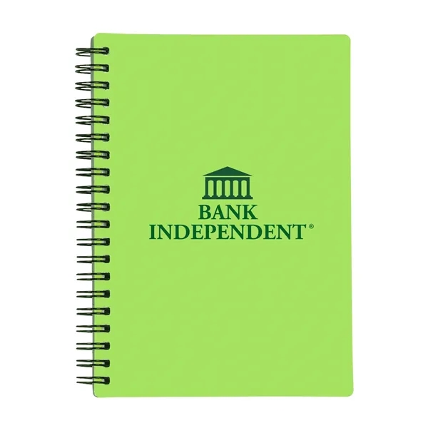 Spiral-bound notebook with rubberized front cover, cardboard back and 70 lined... from ASI 63549 Jornik Manufacturing Corp