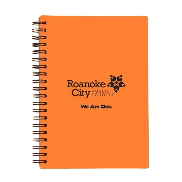 Spiral-bound notebook with rubberized front cover, cardboard back and 70 lined... from ASI 63549 Jornik Manufacturing Corp