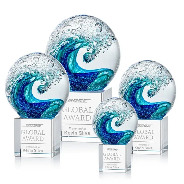 The magnificent Surfside Artglass award features a beautiful crashing blue wave... from ASI 84592 St Regis Group / St Regis