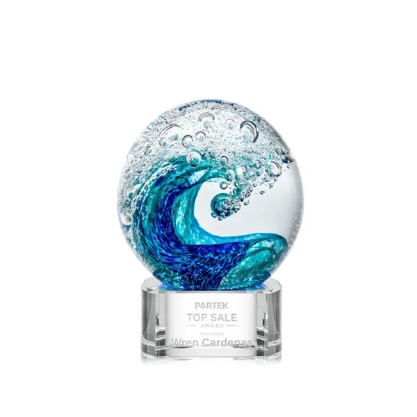 The magnificent Surfside Artglass award features a beautiful crashing blue wave... from ASI 84592 St Regis Group / St Regis