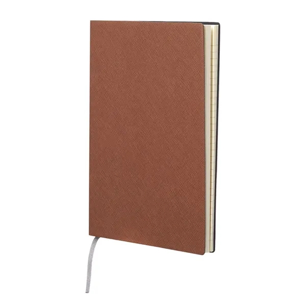 88-page soft-bound journal with woven fabric gray bookmark in four colors.... from ASI 39552 BEL Promo
