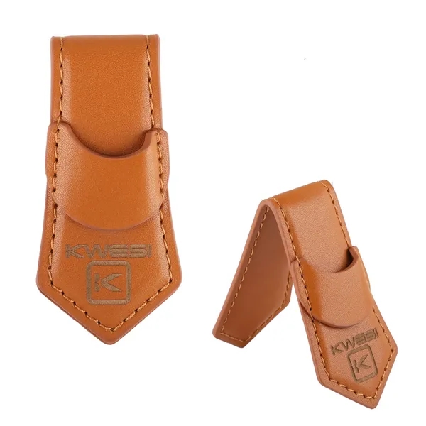 Clippin' Sunglass Holder is stylish in recycled PU leather with magnetic... from ASI 61966 HPG / OrigAudio HPG Gold