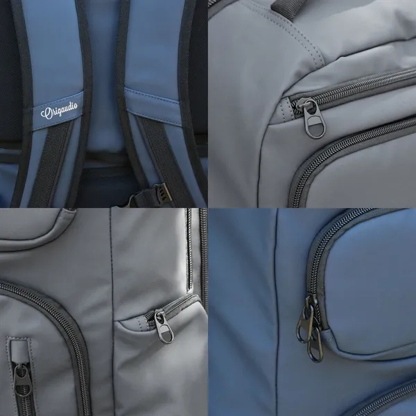 Recycled material backpack with 15 pockets, dual bottle holders, USB port,... from ASI 61966 HPG / OrigAudio