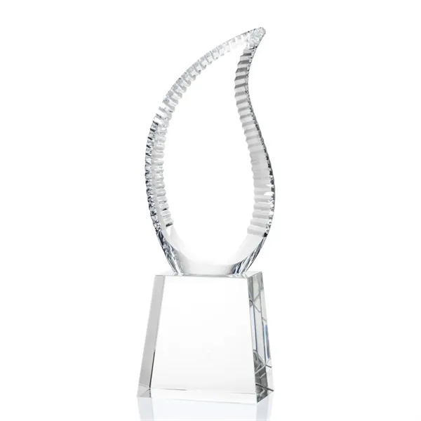 Crystal optical scalloped flame award on tall optical base.... from ASI 84592 St Regis Group / St Regis
