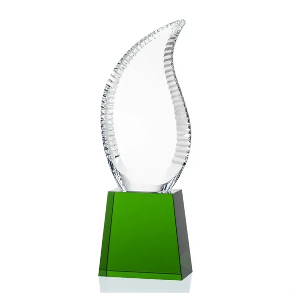 Crystal optical scalloped flame award on tall optical base.... from ASI 84592 St Regis Group / St Regis