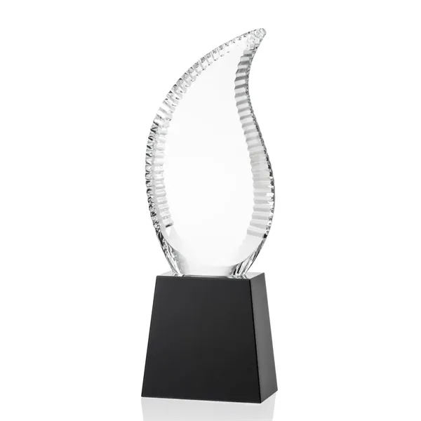Crystal optical scalloped flame award on tall optical base.... from ASI 84592 St Regis Group / St Regis