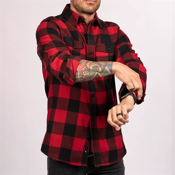 Men's plaid flannel shirt with two chest pockets, button pocket flaps,... from ASI 61125 Hit Promotional Products