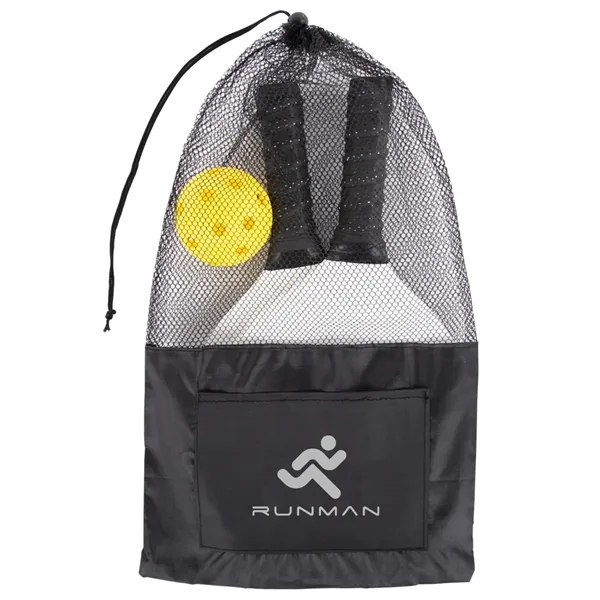 3 piece pickleball set with paddles, pickleball and mesh pouch with... from ASI 61125 Hit Promotional Products / Hit®