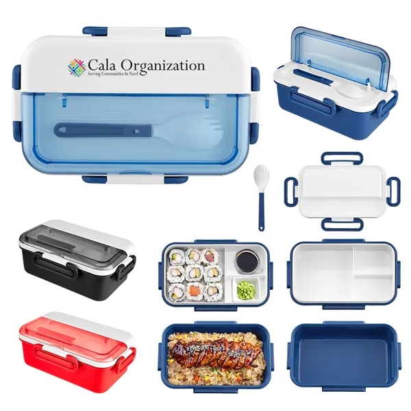 Bento box with spork and lid with side clips.... from ASI 61125 Hit Promotional Products / Hit®
