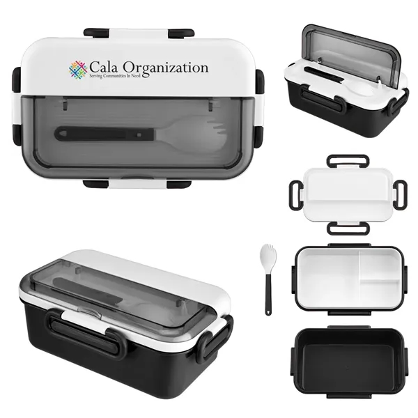 Bento box with spork and lid with side clips.... from ASI 61125 Hit Promotional Products / Hit®