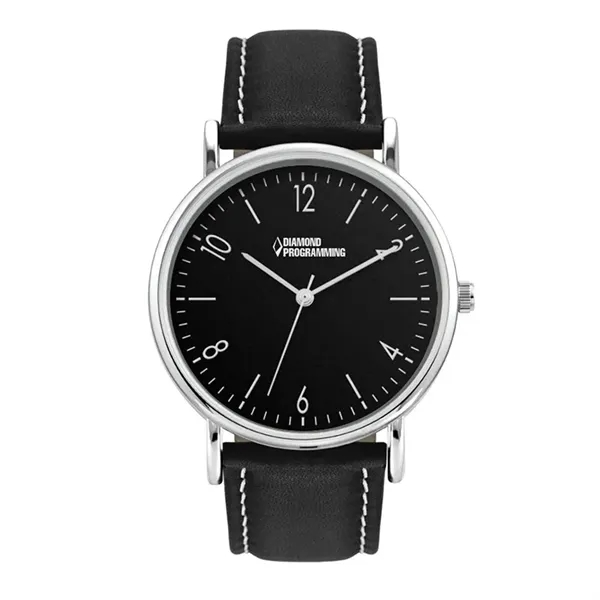 Watch for men and women with 38mm polished silver metal case... from ASI 67866 Logomark/Valumark