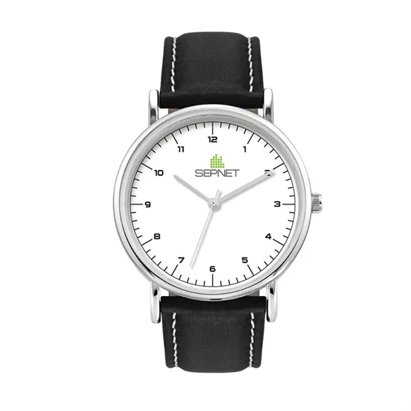 Polished unisex watch with a 38mm silver metal case, flat mineral... from ASI 67866 Logomark/Valumark
